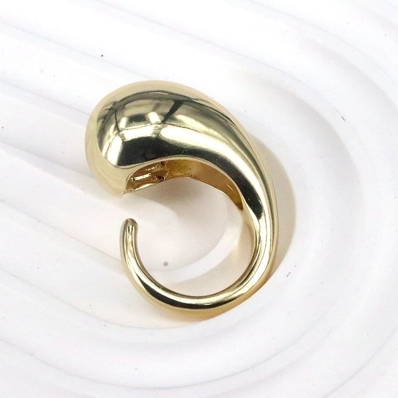 Vintage Style Minimalist Water Droplets Copper 18k Gold Plated Open Rings In Bulk