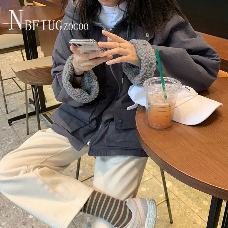 Double Side Can Wear Women Coat 2020 Winter Korean Loose Lining With Fluff Hooded Female Jacket