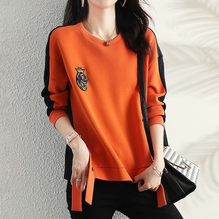 Orang Casual Shift Paneled Sweatshirt QueenFunky