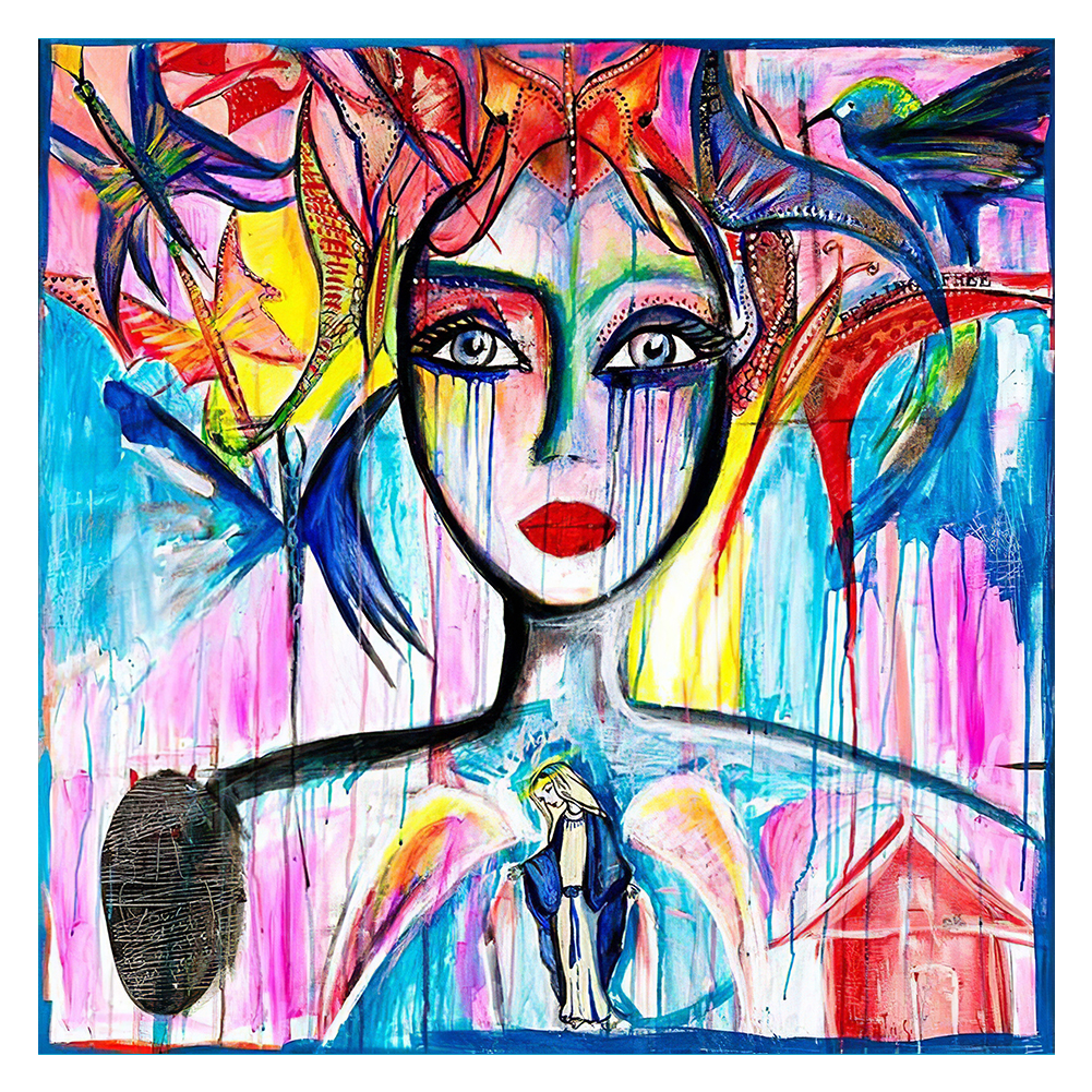 

30*30CM - Round Drill Diamond Painting - Abstract Lady, 501 Original