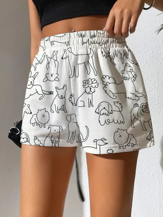 Women's Various Types Of Dogs Printed Shorts