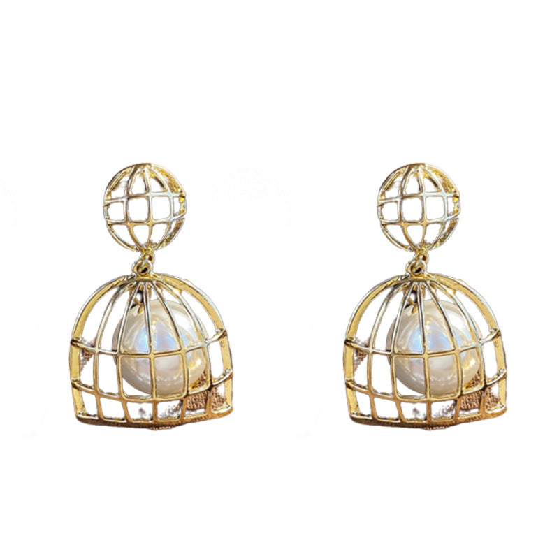 Medieval Pearl Geometric Chinese Zodiac Animal Alloy Electroplating Earrings