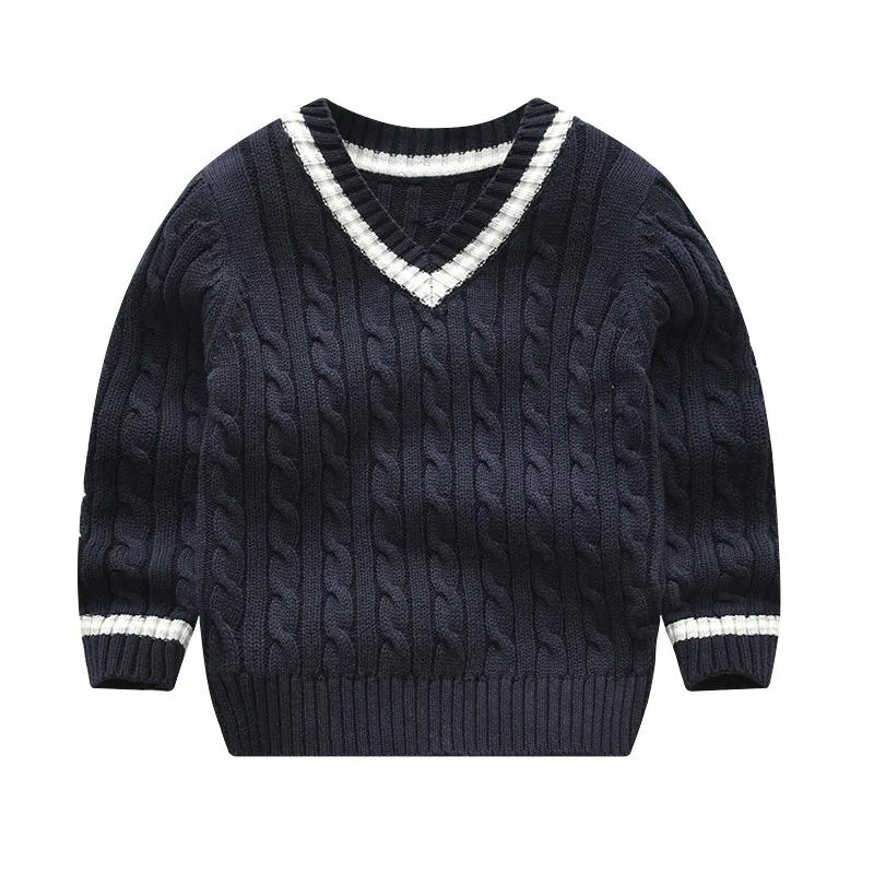2-6T Toddler Kid Baby Boy Sweater Autumn Winter Warm Clothes Knitted Pullover Top V Neck Long Sleeve Sweater Childrens Outfit