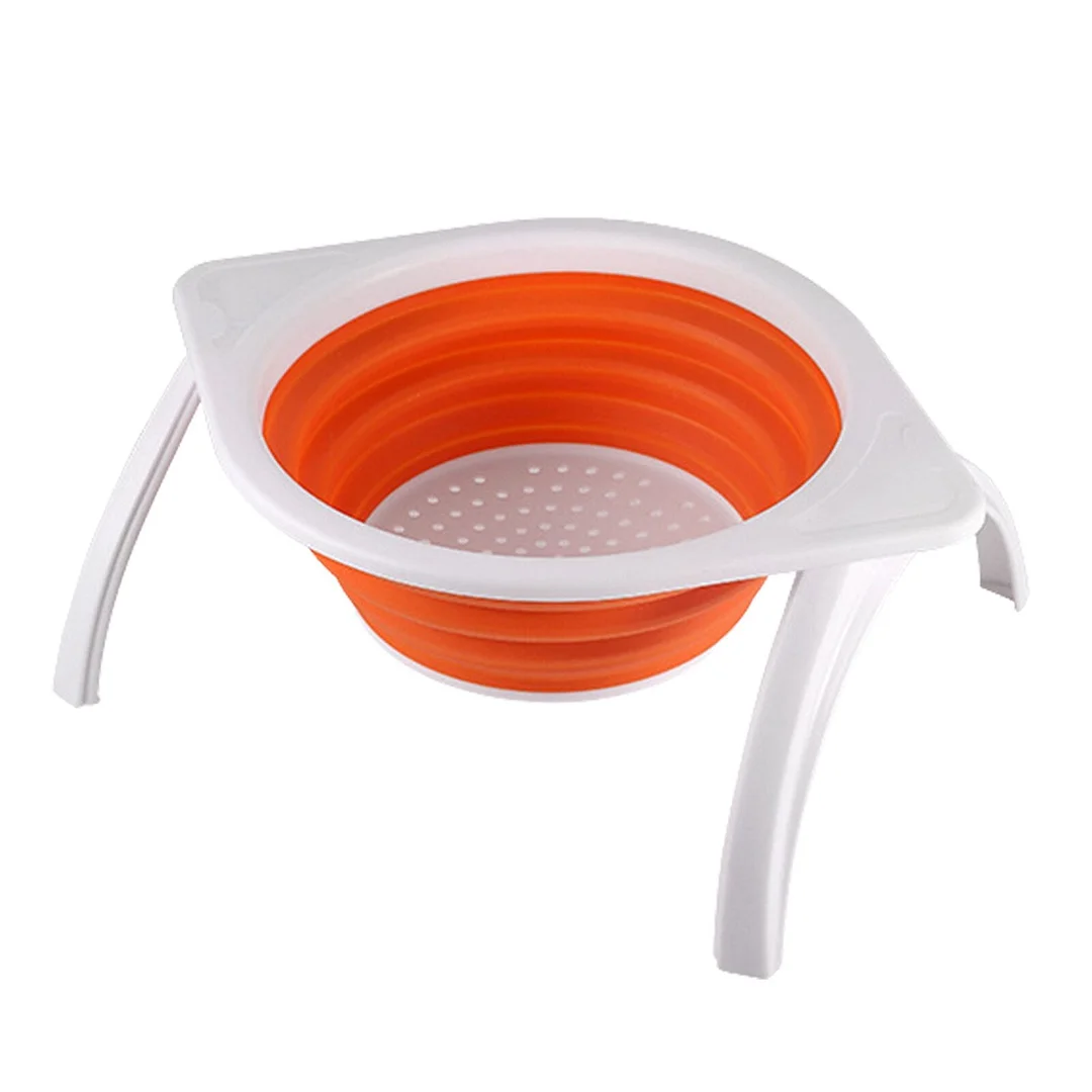 Xpoko Folding Vegetable Fruit Washing Basket Drain With Stand Leg Strainer Colander Silicon Collapsible Drainer Basket Kitchen Tools