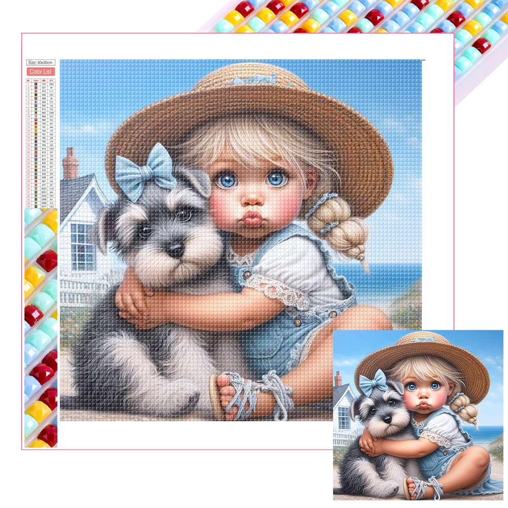 Cute Girl 30*30cm(picture) full square drill diamond painting