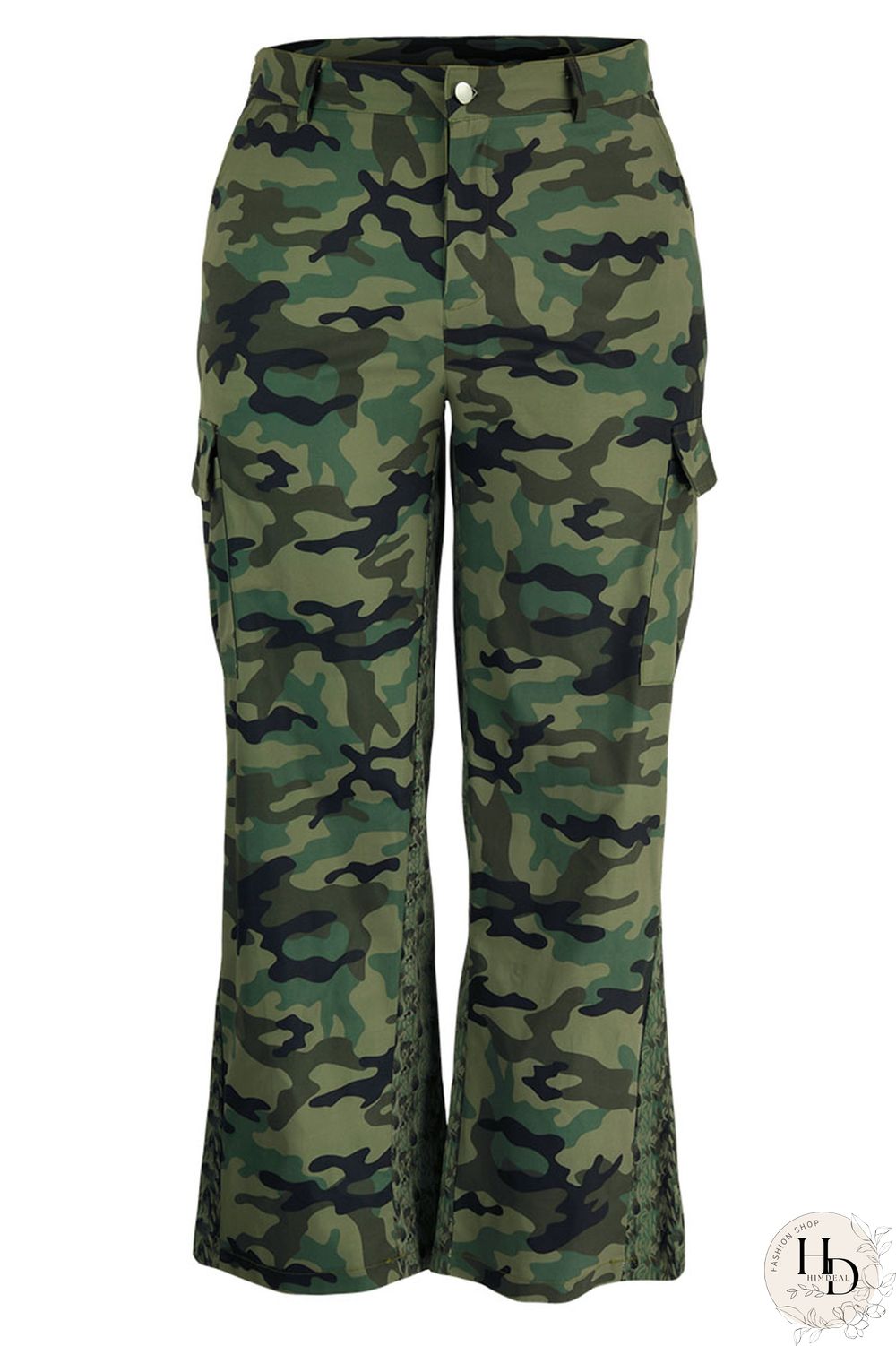 Camouflage Casual Print Camouflage Print Patchwork Plus Size
