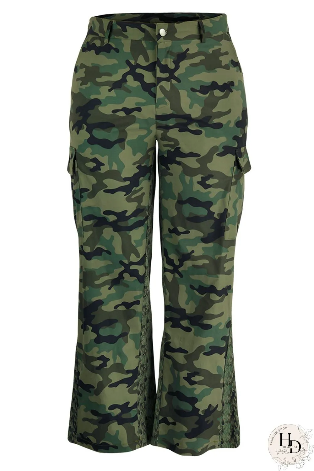 Camouflage Casual Print Camouflage Print Patchwork Plus Size
