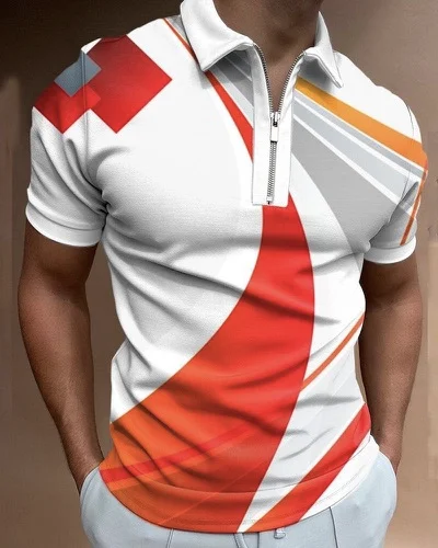 Men's Casual Gradient Print POLO Shirt