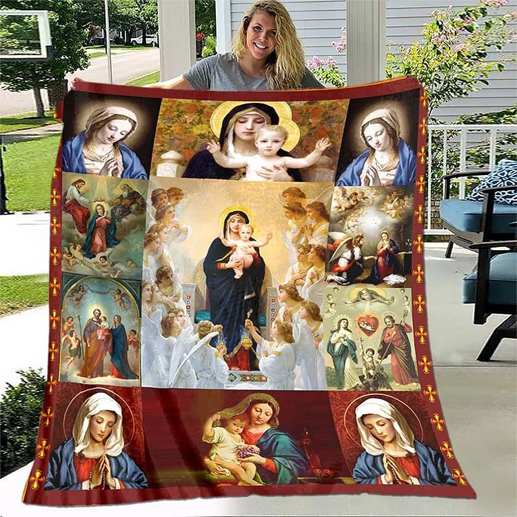 Jesus Virgin Mary Blanket Bed Flannel Living Room Bedroom Warm Blanket Sofa Blanket