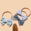 5PCS Cute Blue Cream Beige Bowknot Hair Head Bands Set for Babies