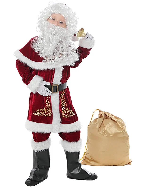 Deluxe Father Christmas Outfit Santa Costume For Kids-elleschic