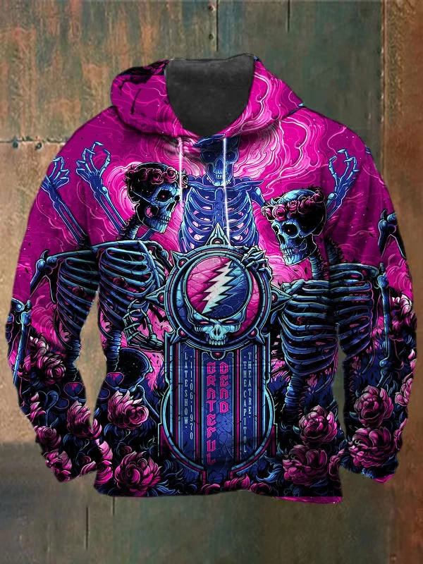 Unisex Skull Print Heavyweight Hoodies