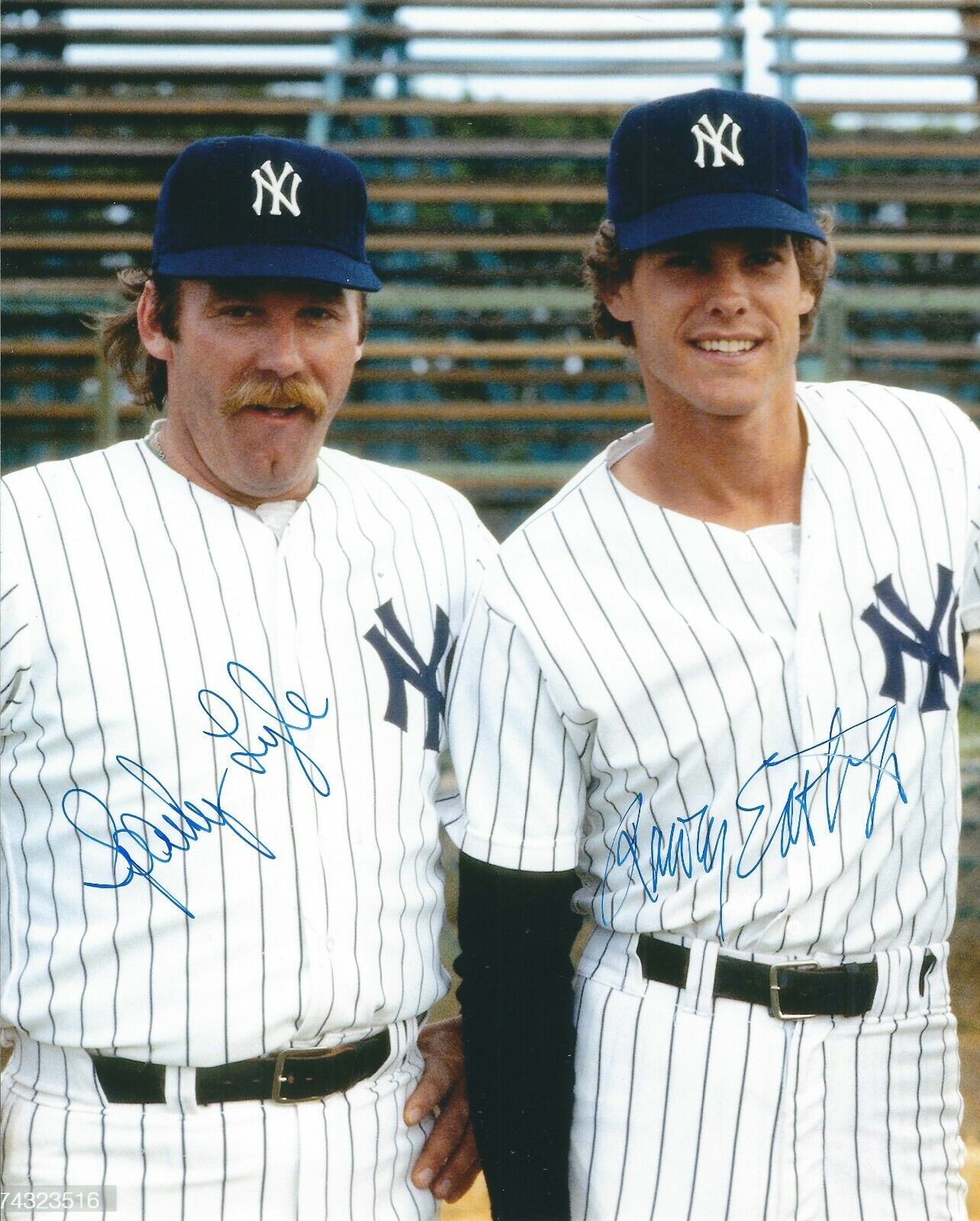 Signed 8x10 SPARKY LYLE & RAWLEY EASTWICK New York Yankees Photo Poster painting - COA