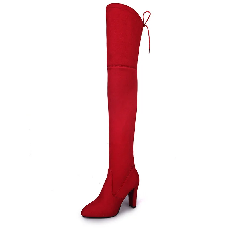 Colourp Colourp Fall / Winter 2023 Pointed, High Heel Women's Boots Fashion Zipper Thin Leg Strap Over-The-Knee Boots Elastic Boots