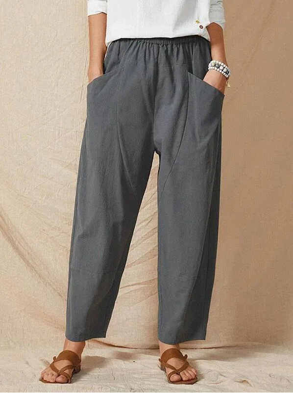 women's loose harem pants elastic waist trousers socialshop