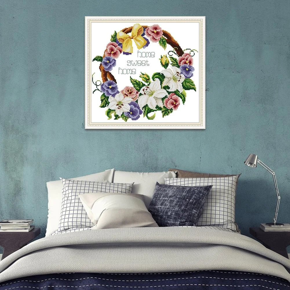 14ct Stamped Cross Stitch - Flowers (35*33cm)