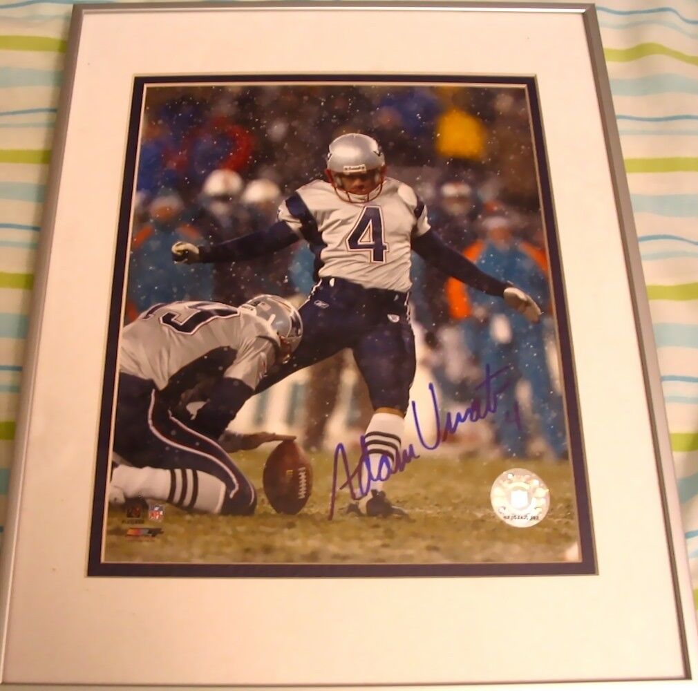 Adam Vinatieri signed autographed New England Patriots 8x10 snow Photo Poster painting FRAMED