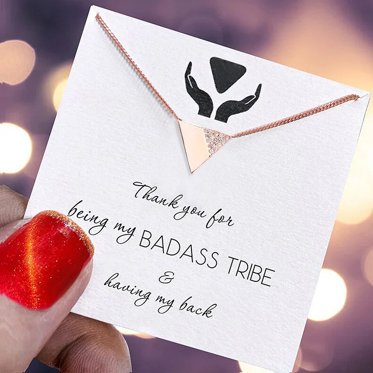 Tribe Triangle Friendship Necklace Rose Gold “Thank You for Being My Badass Tribe”