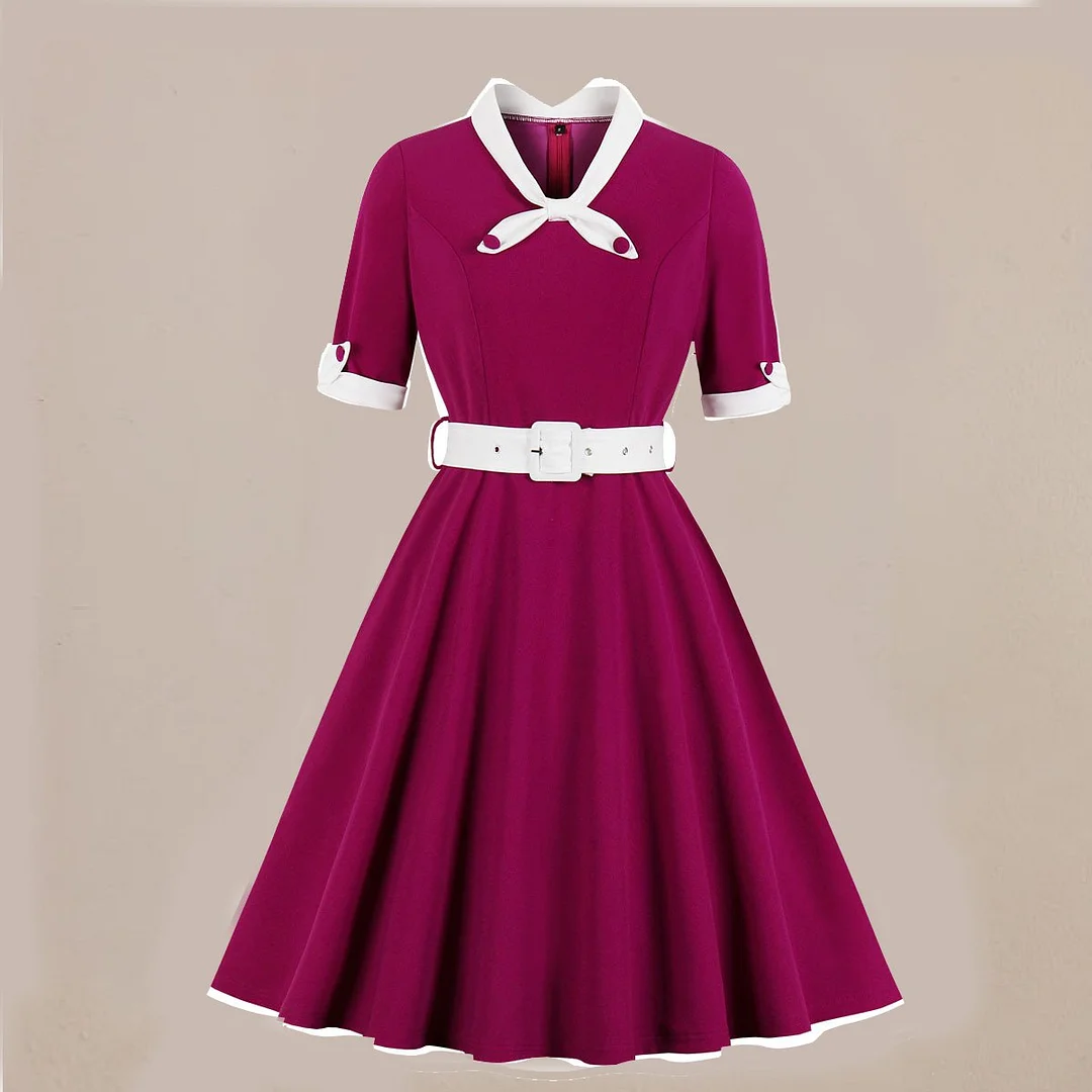 V-neck Slim Stitching Big Dress