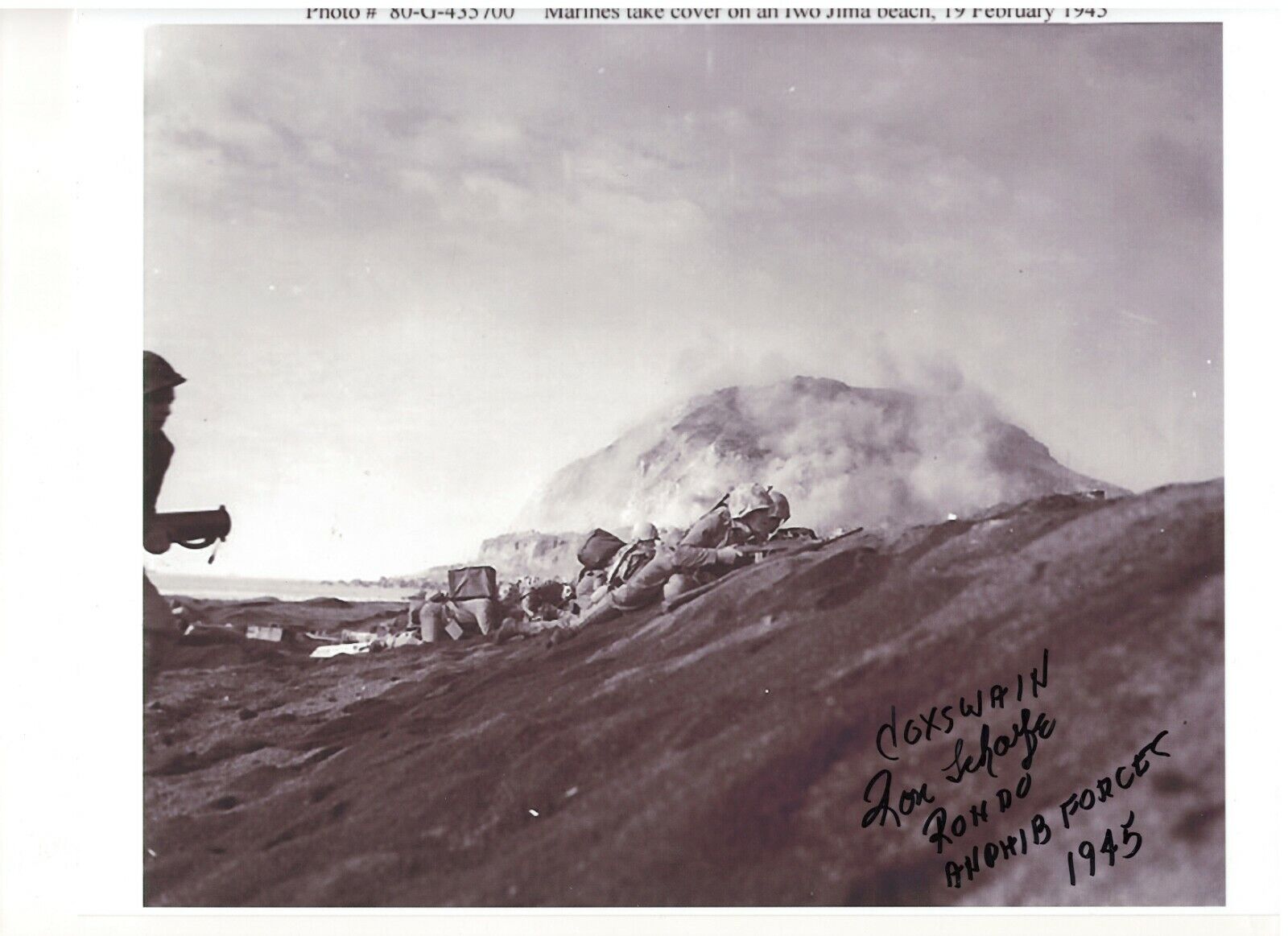 RON SCHARFE US NAVY COXSWAIN IWO JIMA NAVY COXSWAIN RARE IWO JIMA SIGNED Photo Poster painting