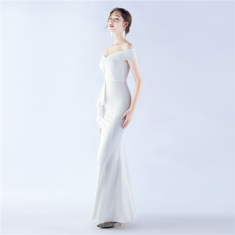 Classic Satin Off Shoulder Long Evening Dress - Elegant & Timeless - Ootddress