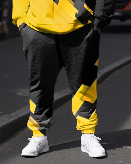 Men's Plus Size Tracksuit Color Block Hoodie and Sweatpants Set