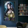 (40*70cm)Lantern Girl and Owl - Round AB Drill Diamond Painting