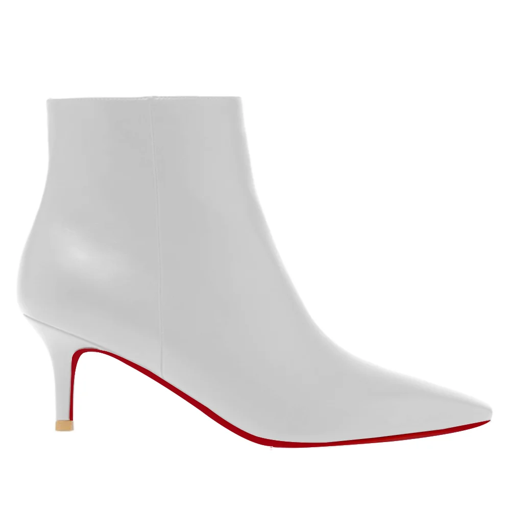 60mm Women's Ankle Boots Closed Pointed Toe Red Bottoms Stilettos Booties-MERUMOTE