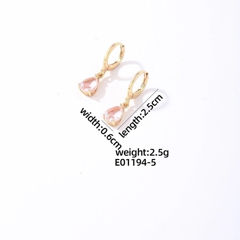 1 Pair Casual Vintage Style Minimalist Water Droplets Plating Inlay Stainless Steel Zircon White Gold Plated Gold Plated Drop Earrings