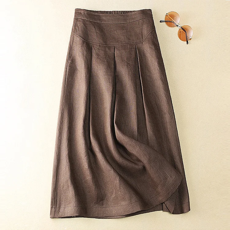 Wearshes Casual Simple Cotton Linen A Line Skirt
