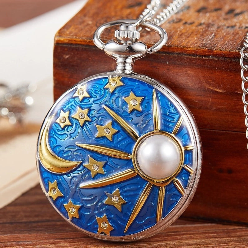 Artistic Star Moon Quartz Pocket Watch Women’s Watches