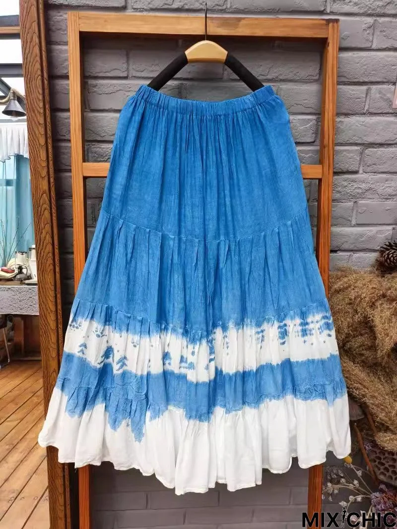 Vacation Tie-Dye Pattern Loose Skirt