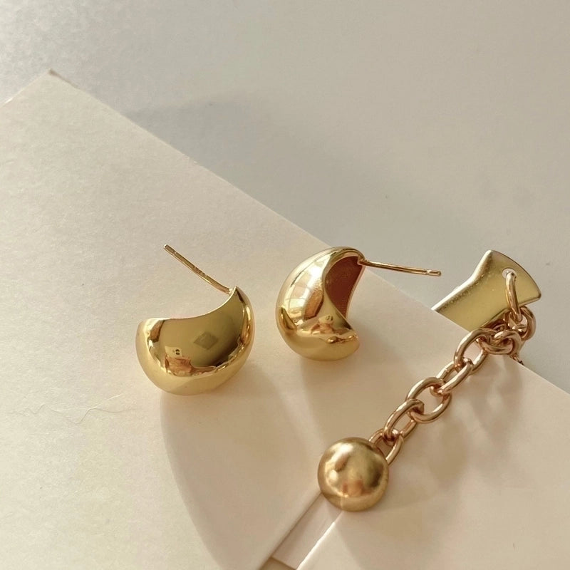 1 Pair Minimalist Solid Color Sterling Silver Ear Studs