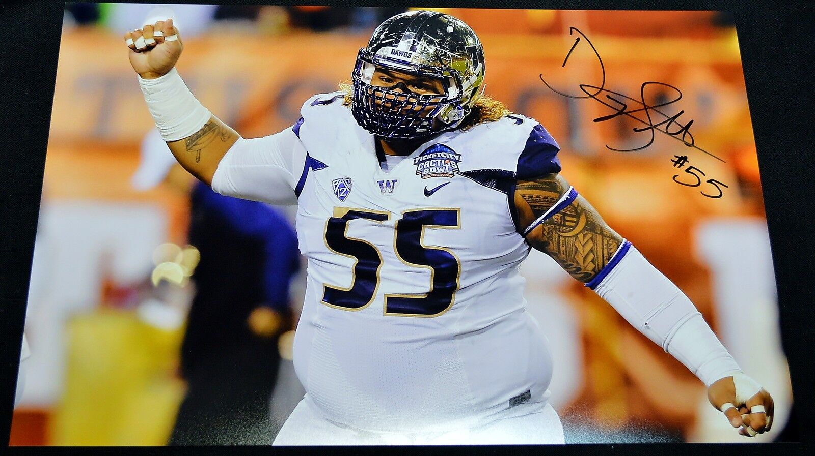 Danny Shelton 12x18 Photo Poster painting Autographed Signed AUTO UW Huskies Cactus Bowl