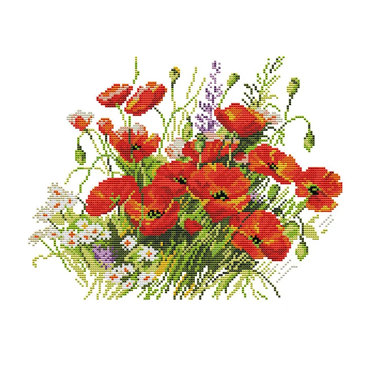 Blooming 14CT Printed Cross Stitch Kits (37*34CM) fgoby