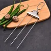 15.75 Inch Reusable Flat Grilling Skewers with Slider Push Bar Stainless Steel Grill Skewers with Storage Bag for Meats Chicken Sausage Veggie Shrimp Vegetables (2 fork Brush)