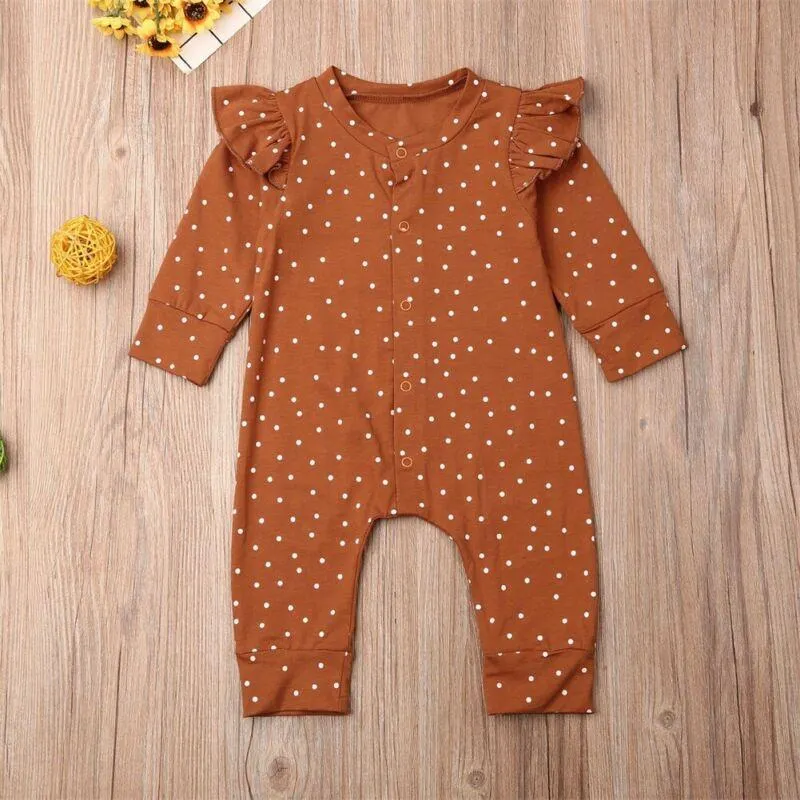 2019 Baby Spring Autumn Clothing Newborn Baby Girl Polka Dots Romper Fly Long Sleeve Jumpsuit Playsuit Outfit Casual Clothes