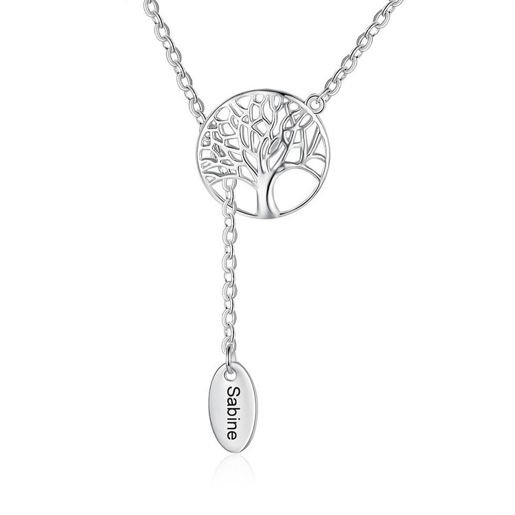 Collar con 1 nombre personalizado Colgante de hoja del árbol de la vida familiar