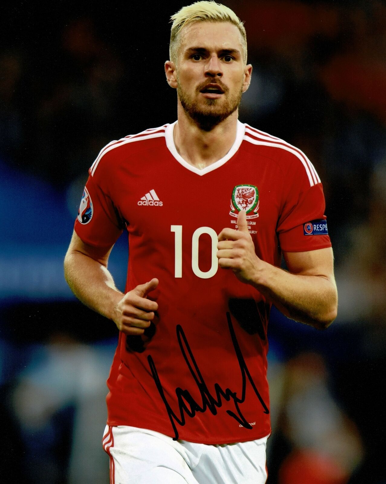 Aaron Ramsey Signed 10X8 Photo Poster painting Wales Euro 2016 Genuine Signature AFTAL COA (1139