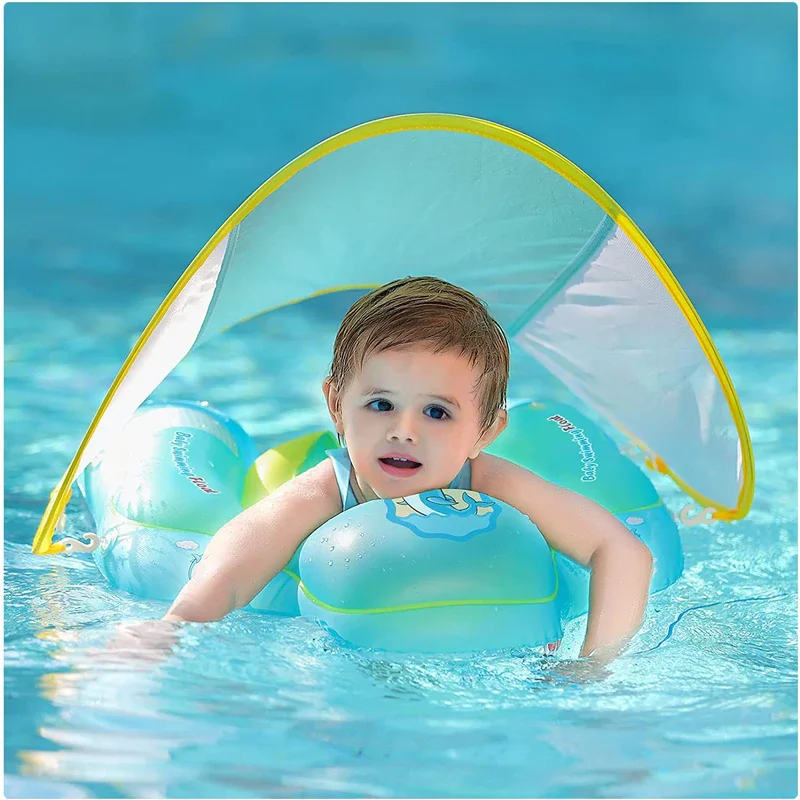 Baby Inflatable Pool Float Ring With Sun Protective Canopy