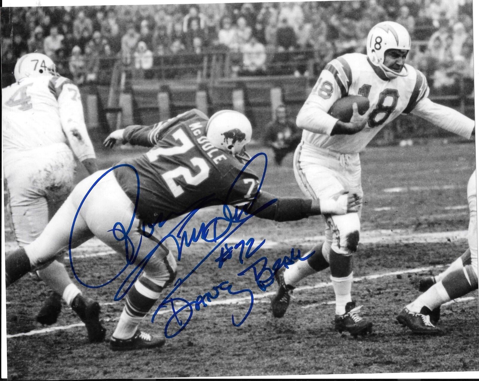 RON MCDOLE BUFFALO BILLS AFL RARE SIGNED Photo Poster painting WITH AUTOGRAPH TICKET/PROOF