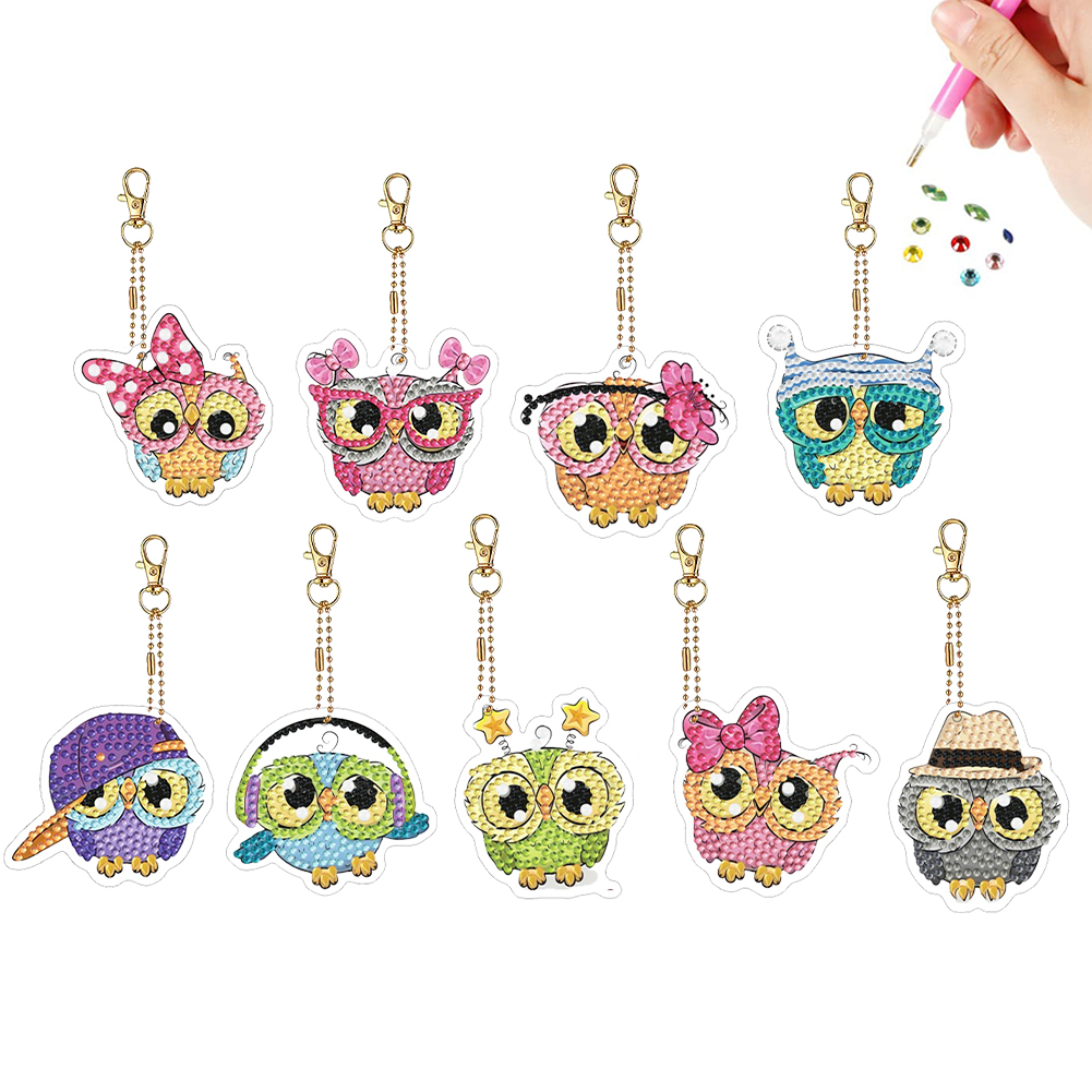 Double Sided Special Shape Birds Diamond Painting Keychain for Beginners