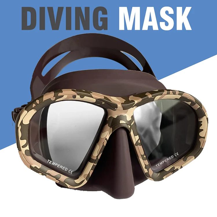 Camouflage Professional Low Volume Free Diving Mask Deep Diving Nose Waterproof And Anti Fog Mask With 160g Tempered Glass