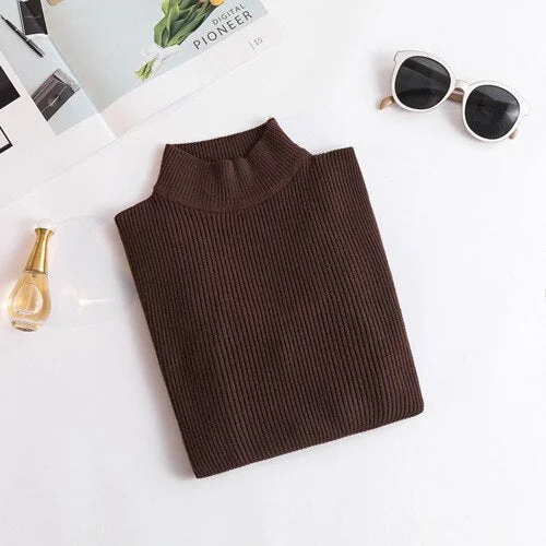Spring Autumn Winter Turtleneck Sweaters Slim-fit Korean Sweater Long Sleeve Pullovers Short  Casual Tight Clothes New Arrival