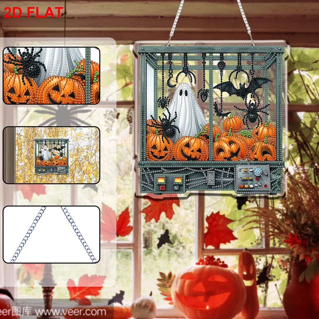 2D Flat DIY Hanging Diamond Art Kits DIY Home Decor Hanging Charm (Halloween)