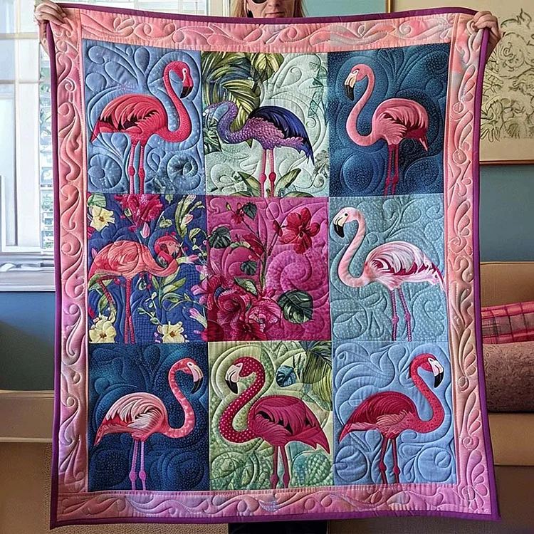 Tropical Bliss Flamingo Blanket - D219 - Premium Blanket The Cold Blanket
