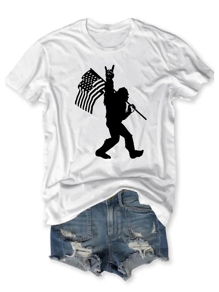 Bestdealfriday Rock On American Flag Graphic Tee