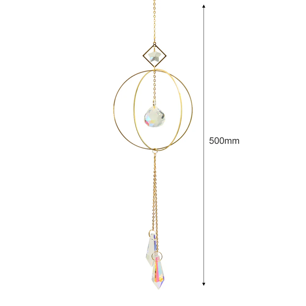 Crystal Suncatcher Ball Iron Ring Hanging Pendant Home Garden Decor