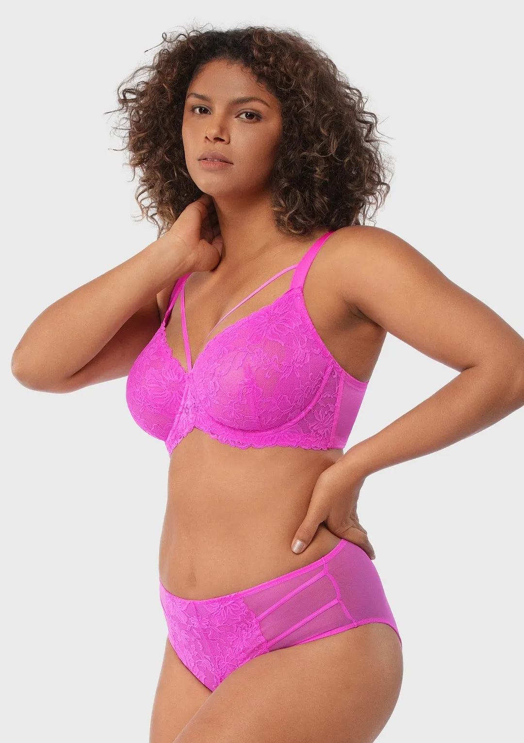 Pretty In Petals Black Unlined Strappy Lace Bra