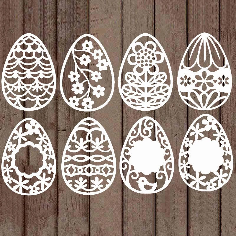 8pcs Eggs With Patterns  Metal Cutting Dies For DIY Scrapbook Cutting Die Paper Cards Embossed Decorative Craft Die Cut New